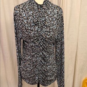 River Island Black and Blue Floral Blouse